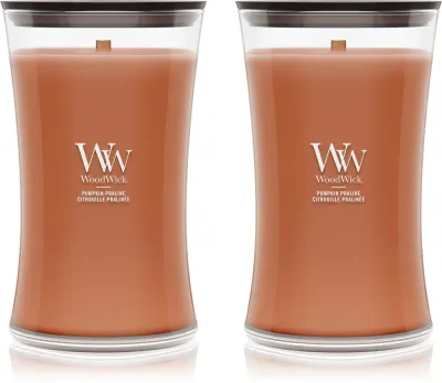 Набор ароматических свечей Woodwick Pumpkin Praline Duo с деревянным фитилём, 2 × 610 г