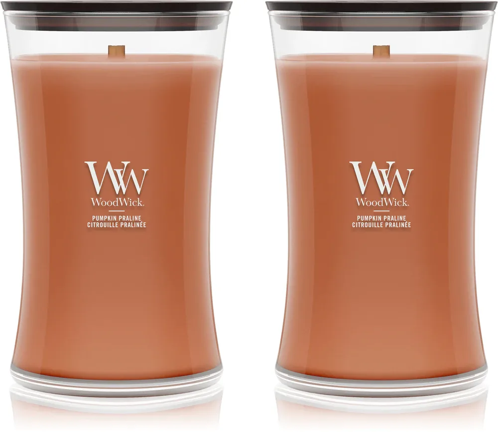 Набор ароматических свечей Woodwick Pumpkin Praline Duo с деревянным фитилём, 2 × 610 г