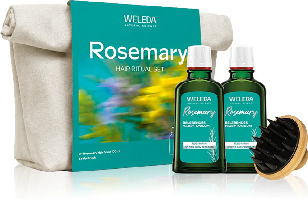 Набор для волос Weleda Rosemary Hair Ritual тоник для волос и массажная щётка, подарочный