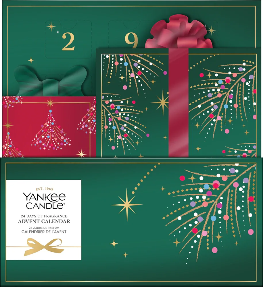 Адвент-календарь Yankee Candle Christmas Collection Advent Calendar, чайные свечи и подсвечник, 25 шт