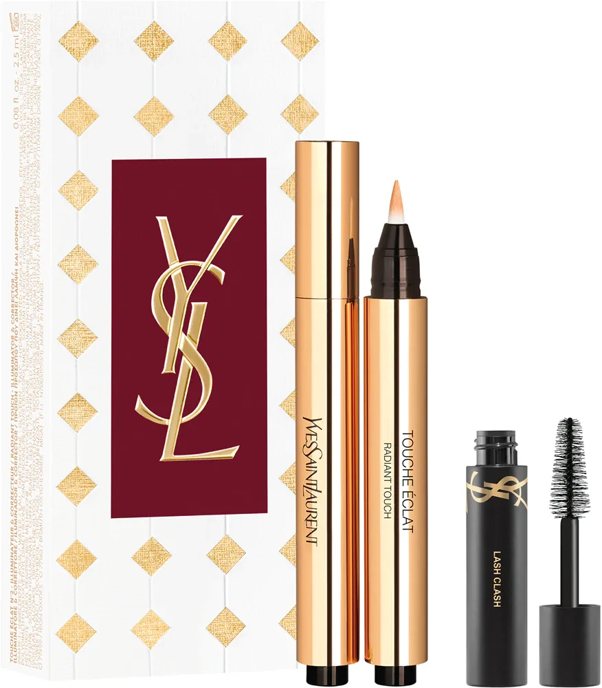 Подарочный набор Yves Saint Laurent Touche Eclat Radiant Touch, хайлайтер 2,5 мл и тушь Lash Clash Extreme Volume 2 мл