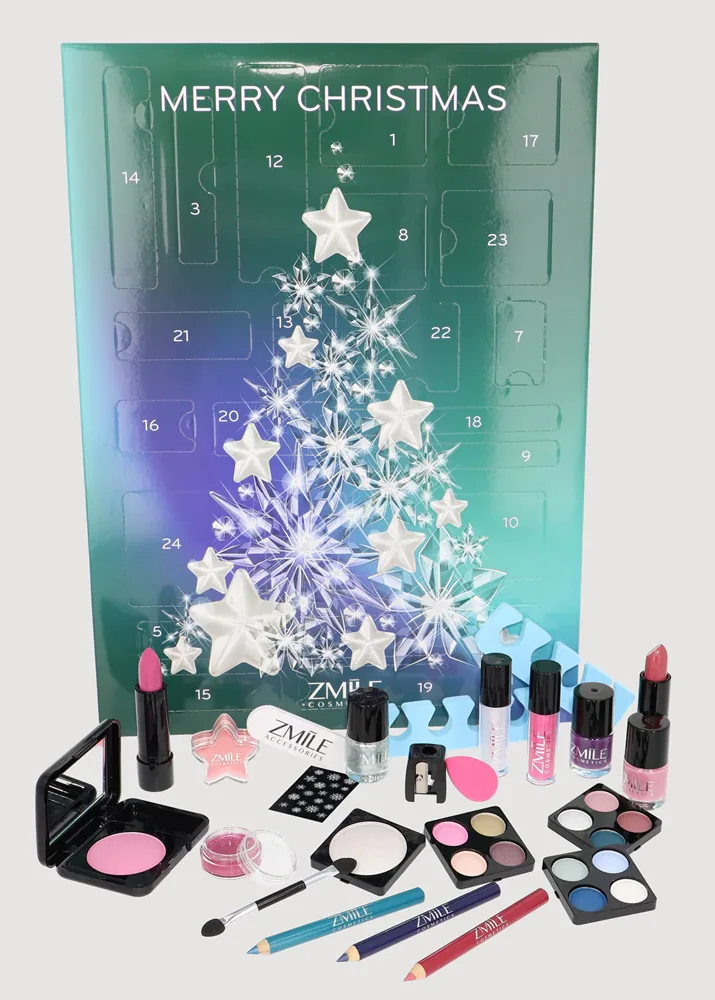 Адвент-календарь ZMILE COSMETICS Crystal Teal Time с декоративной косметикой, 24 сюрприза