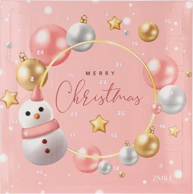 Адвент-календарь ZMILE COSMETICS Square Snowman с декоративной косметикой, 24 сюрприза