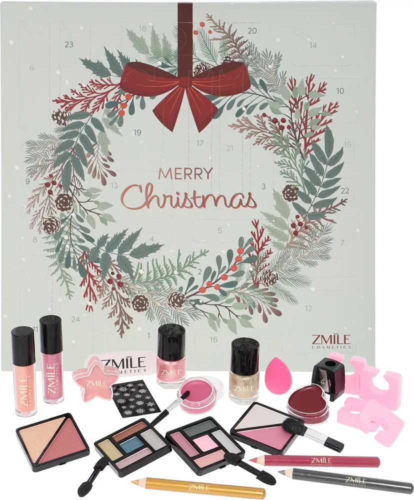Адвент-календарь ZMILE COSMETICS Jingle and Glow с декоративной косметикой, 24 сюрприза