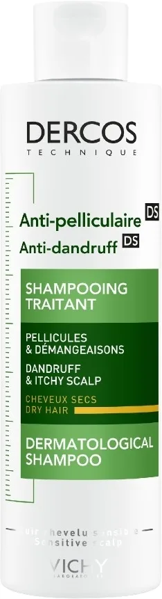 Шампунь против перхоти Vichy Dercos Anti-Dandruff Treatment Shampoo для сухих волос, с дисульфидом селена, 200 мл или, 200 мл / 390 мл