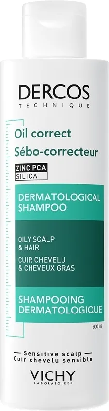 Шампунь Vichy Dercos Oil Control Advanced Action Shampoo для жирных волос, себорегулирующий, 200 мл