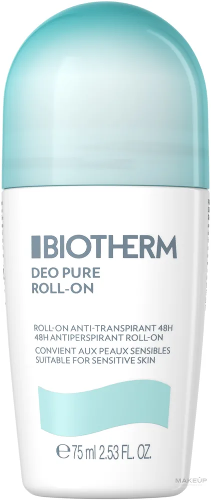 Biotherm Deo Pure антиперспирант шариковый 75 мл, роликовый дезодорант для тела, защита от пота и запаха