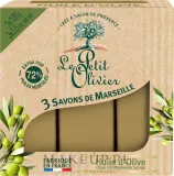 Мыло марсельское Le Petit Olivier Traditional Marseille Soaps Olive Oil с оливковым маслом, набор 3 шт. по 100 г — фото 1