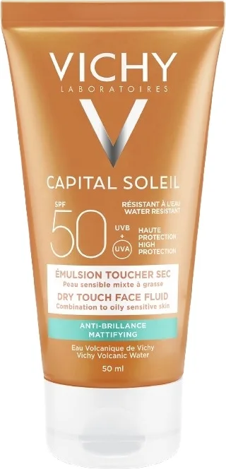 Эмульсия для лица Vichy Capital Soleil Emulsion Anti-Brillance SPF 50+ солнцезащитная, матирующая, водостойкая, 50 мл