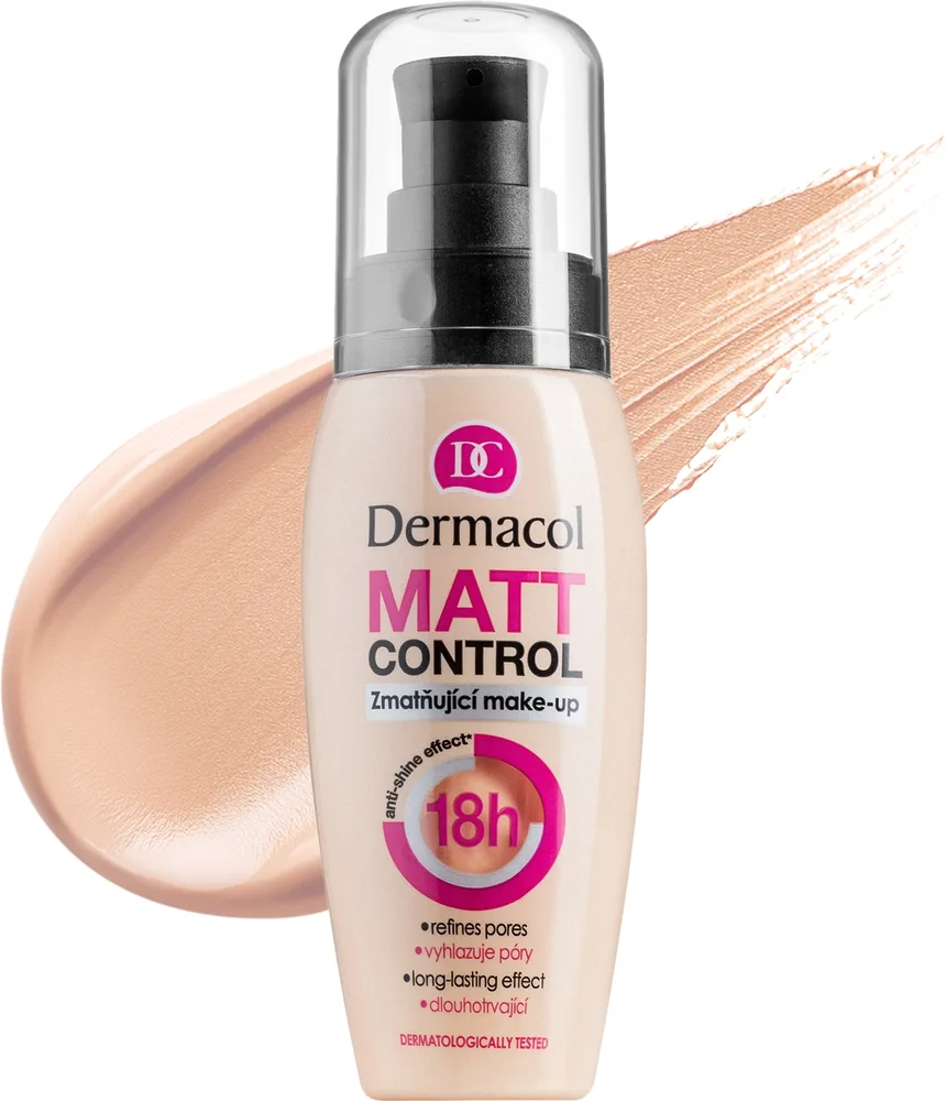 Dermacol Matt Control тональный крем матирующий стойкий водостойкий для жирной кожи с помпой 30 мл, оттенок 1 - Pale