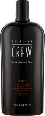 Средство 3 в 1 шампунь, кондиционер и гель для душа American Crew Classic для мужчин, 1000 мл