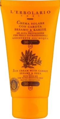 L'Erbolario Crema Solare Alla Carota крем солнцезащитный для лица и тела SPF 30, водостойкий, с морковным и кунжутным маслом, маслом ши