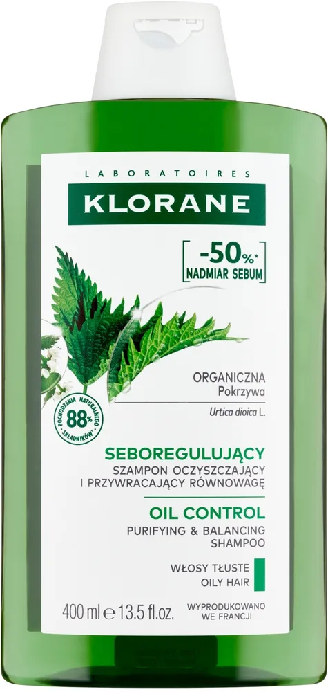 Шампунь Klorane Seboregulating Treatment Shampoo With Nettle Extract на основе экстракта крапивы для жирных волос, 200 мл / 400 мл