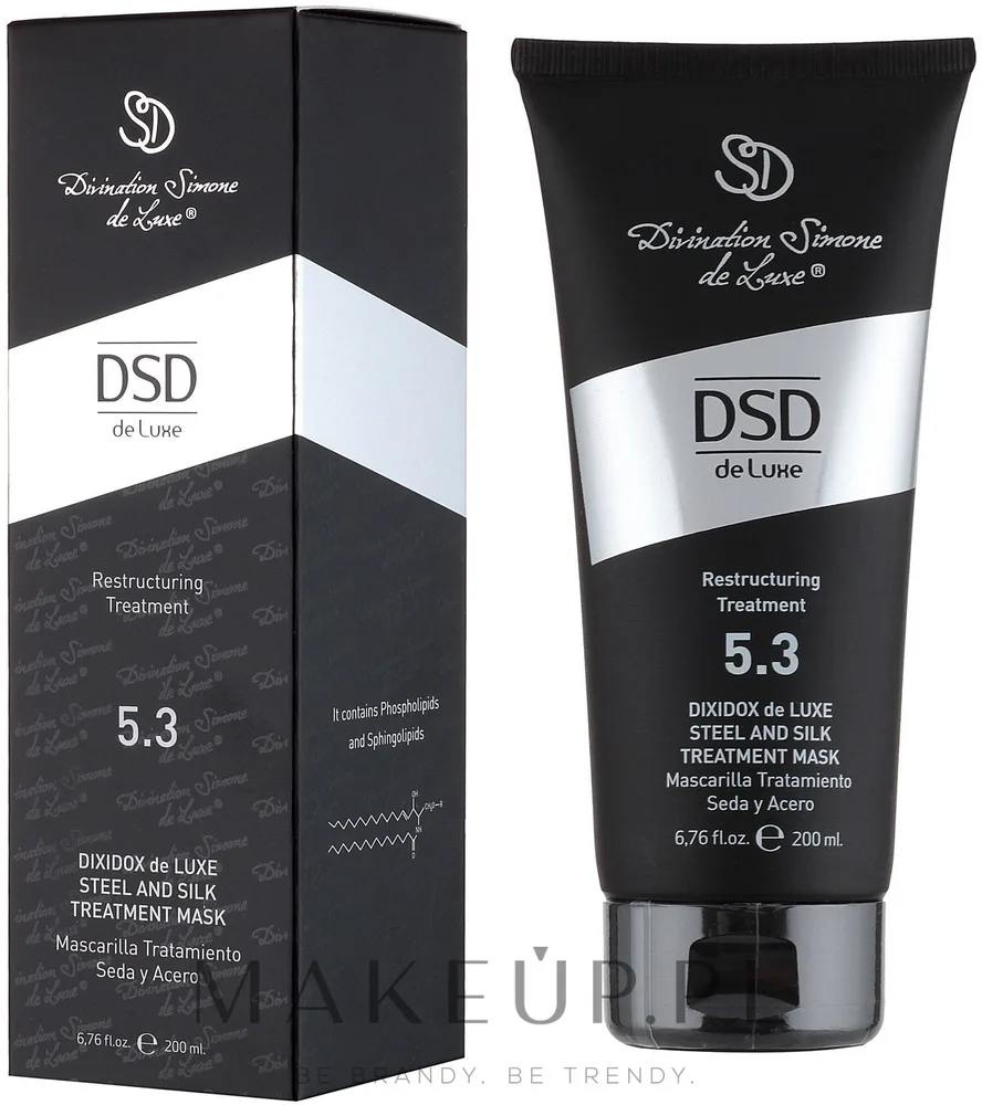 Маска для волос Simone DSD De Luxe Steel and Silk восстанавливающая, для тонких и ослабленных, укрепление и объём, с шёлком и кератином, 200 мл