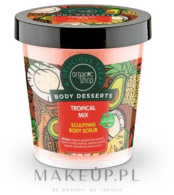 Organic Shop Body Desserts скраб для тела моделирующий Tropical Mix 450 мл, сахарный скраб с папайей и ананасом, пилинг для тела с маслом авокадо
