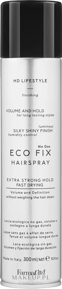 Farmavita HD Eco Fix No Gas лак для волос жидкий сильной фиксации без газа с аргановым маслом быстросохнущий 300 мл
