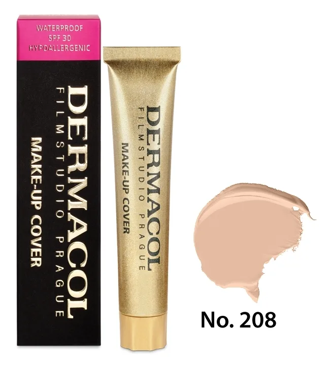 Dermacol Make-Up Cover тональный крем плотного покрытия маскирующая тональная основа для лица консилер контуринг 30 г, оттенок 208