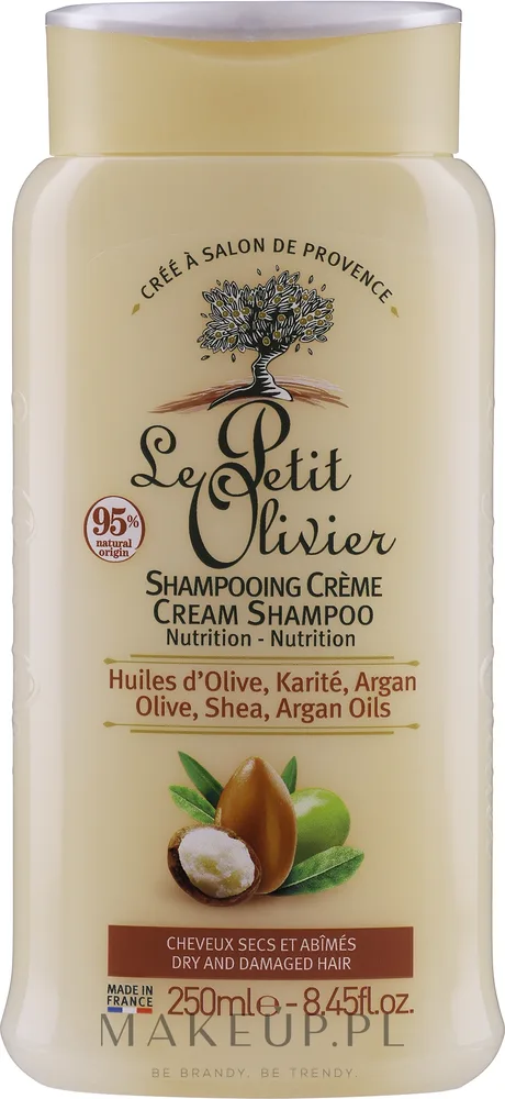 Шампунь для сухих и повреждённых волос Le Petit Olivier Olive Karite Argan Shampoo с оливковым маслом