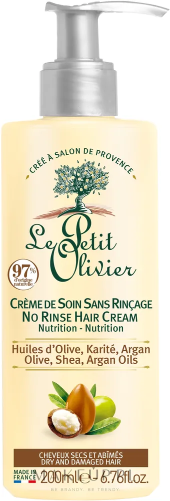 Крем для волос Le Petit Olivier Olive Karite Argan Creme De Soin питательный, для повреждённых и сухих волос, 200 мл
