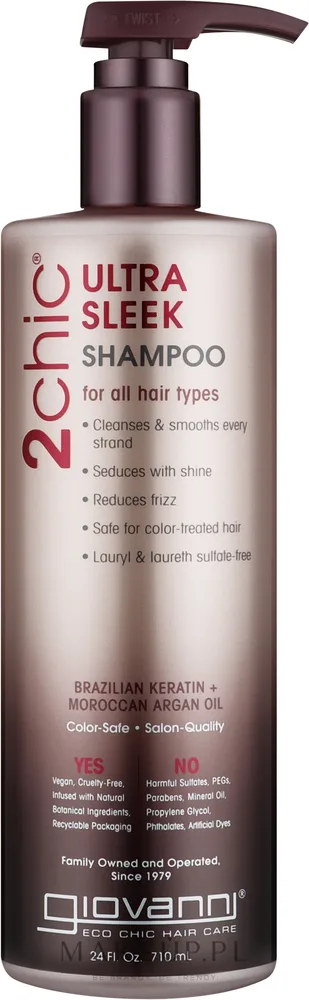 Шампунь Giovanni 2chic Ultra-Sleek Shampoo с бразильским кератином и аргановым маслом, разглаживающий, 250 мл