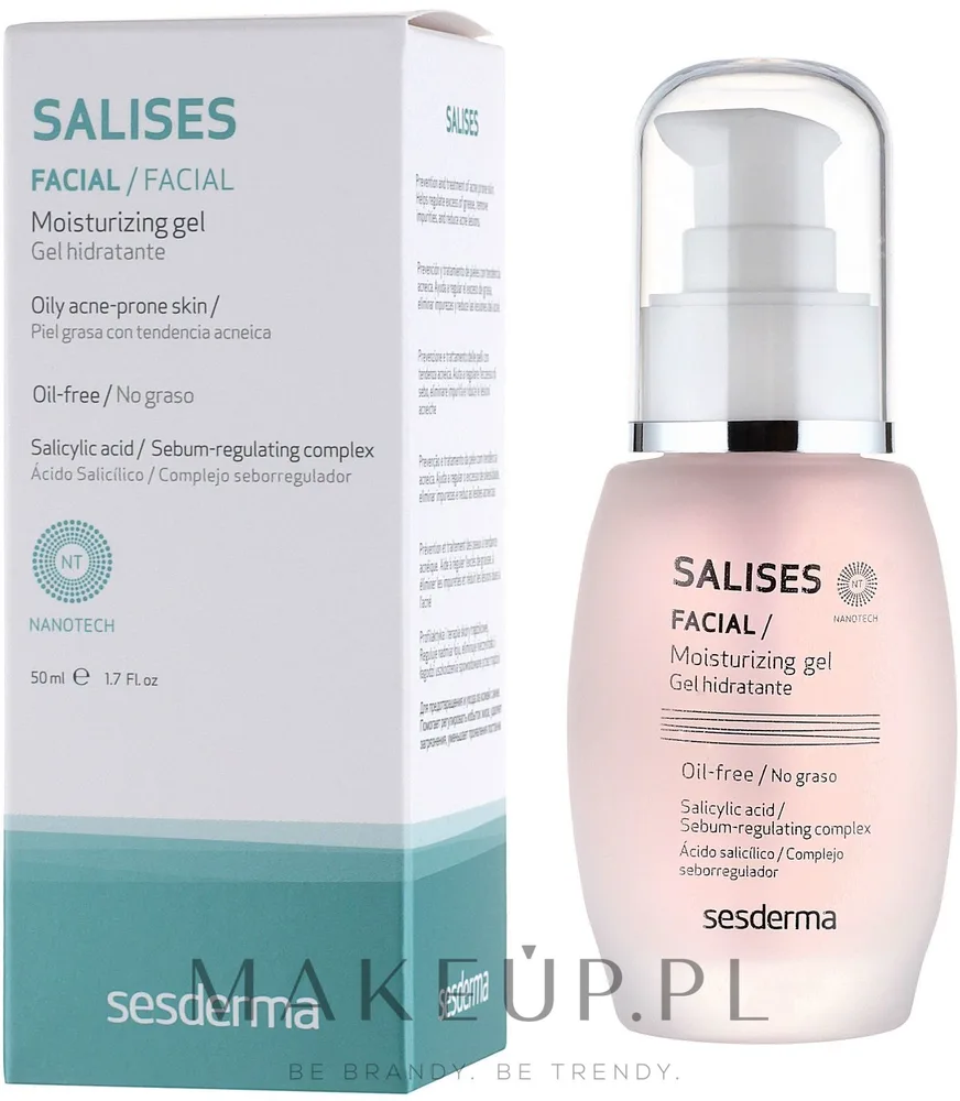 Sesderma Salises гель для лица увлажняющий Moisturizing Gel, с салициловой кислотой и ниацинамидом, матирующий, 50 мл