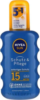 Спрей для загара NIVEA SUN Spray Solare Inratante для тела, водостойкий, SPF 15