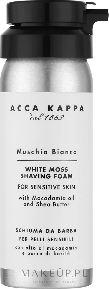 Acca Kappa White Moss пена для бритья для чувствительной кожи, мужская, с маслами макадамии и оливы, фужерный аромат, 200 мл