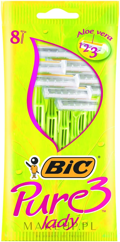 Bic Pure 3 Lady станки для бритья женские одноразовые с тремя лезвиями и полоской с алоэ 8 шт
