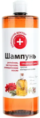 Шампунь Тройная сила Domowy Doktor с репейным, касторовым и розмариновым маслами
