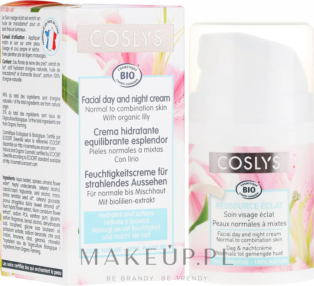 Coslys Facial Care крем для лица дневной с экстрактом лилии, уход для нормальной и комбинированной кожи с маслом макадамии, 50 мл