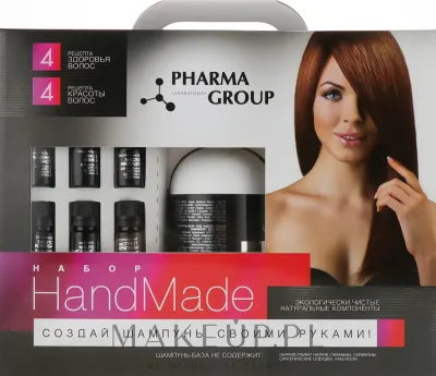 Linia HandMade Pharma Group Laboratories Handmade (shm/750 мл + oil/9x5 мл) - Набор для волос Pharma Group Laboratories Handmade шампунь-база и 9 добавок 750 мл + 9x5 мл