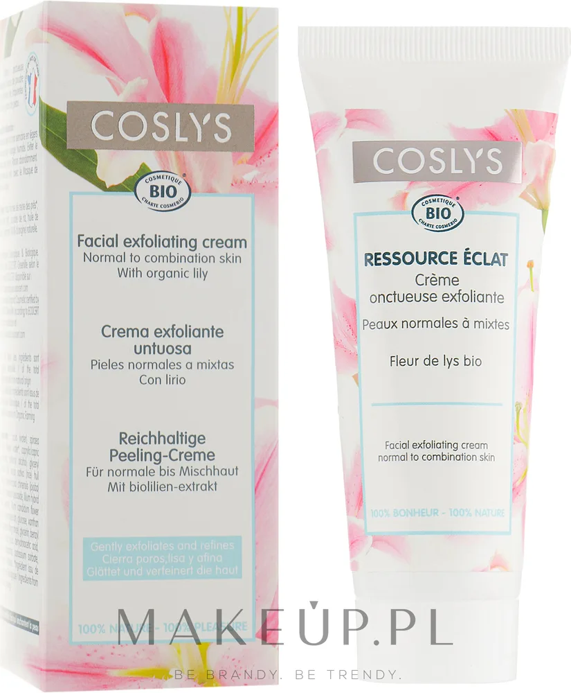 Coslys Facial Care Exfoliating Facial Cream крем скраб пилинг для лица отшелушивающий с рисовой пудрой и экстрактом лилии для нормальной и комбинированной кожи 75 мл
