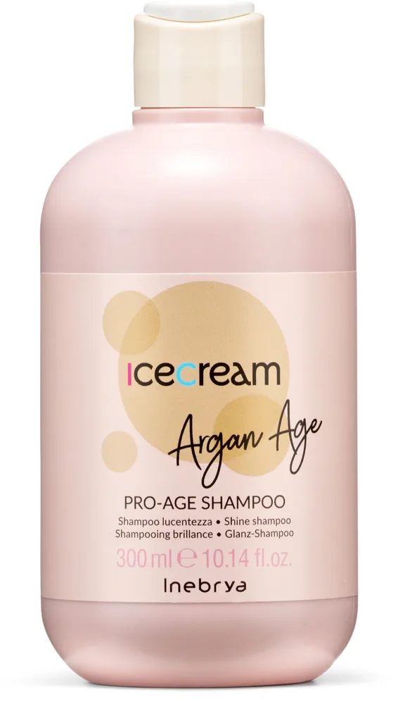 Шампунь для безжизненных волос Inebrya Ice Cream Argan-Age Pro-Age Shampoo с аргановым маслом, 300 мл / 1000 мл