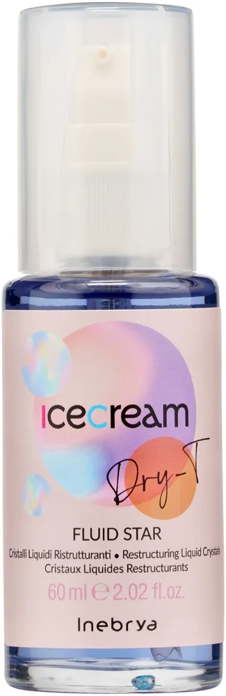 Inebrya Ice Cream Dry-T Mango Fluid Star флюид для волос кристальный 60 мл, жидкие кристаллы для волос, средство для секущихся кончиков, термозащита