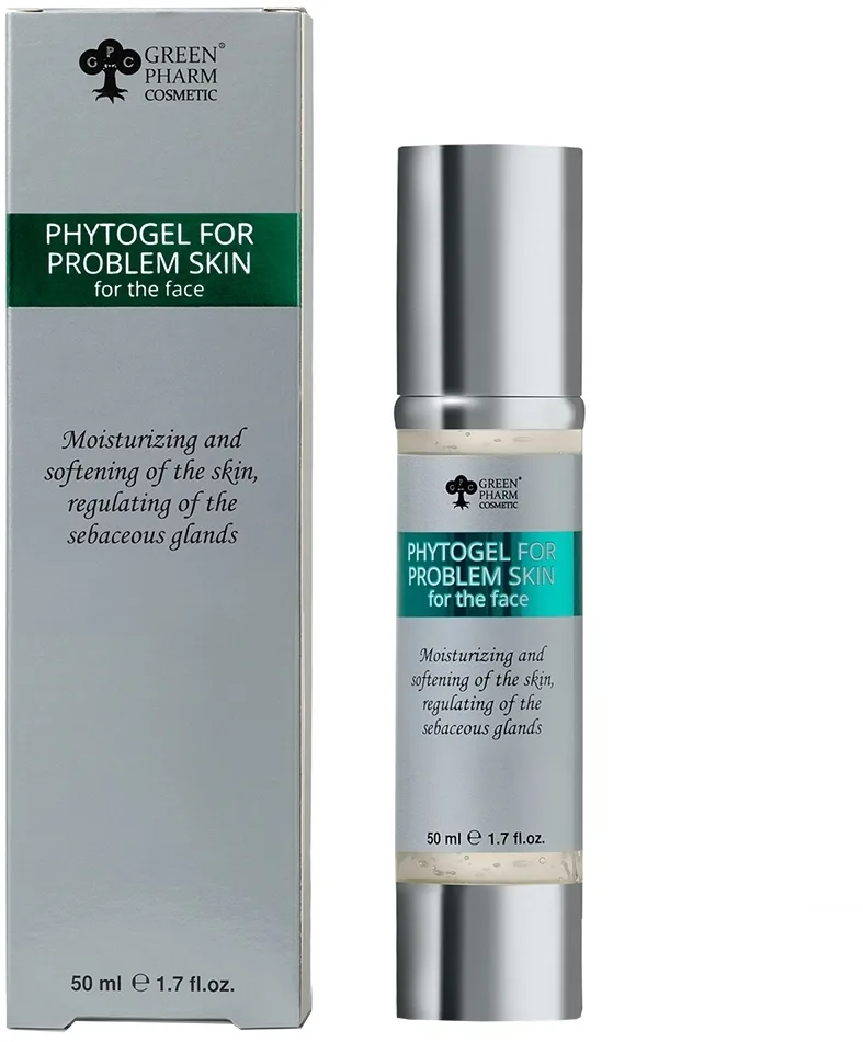 Green Pharm Cosmetic фитогель для лица для кожи с высыпаниями и чёрными точками 50 мл, гель с растительными экстрактами для проблемной кожи