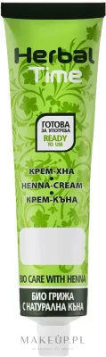 Herbal Time крем-хна для волос натуральная 75 мл, окрашивание в рыжие и красные оттенки, состав с крапивой, оливковым и касторовым маслом