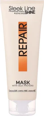 Маска для волос Stapiz Sleek Line Repair регенерирующая, для повреждённых, с протеинами шёлка и керамидами, увлажнение, 1000 мл