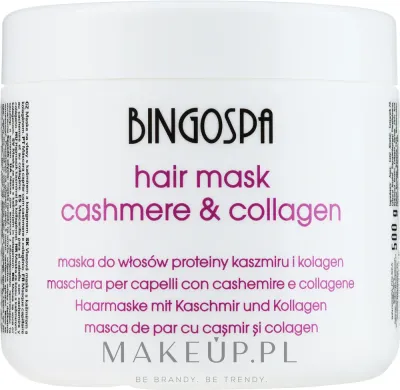 Маска для волос BingoSpa с протеинами кашемира и коллагеном, для сухих и повреждённых, гладкость и блеск, 500 г