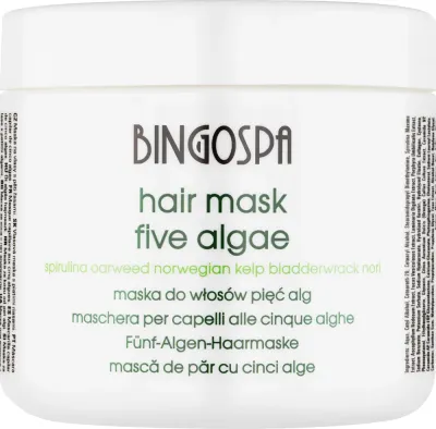 Маска для волос BingoSpa с маслом ши и пятью водорослями, для сухих и окрашенных, увлажнение и восстановление, 500 г