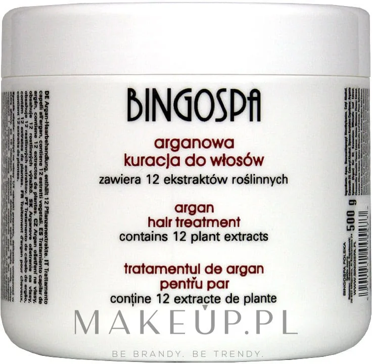 Уход для волос BingoSpa аргановый, для сухих и тусклых, с аргановым маслом и 12 растительными экстрактами, 500 г
