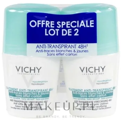Vichy Deo антиперспирант шариковый 48H набор 2 x 50 мл, дезодорант от пота, защита от пятен на одежде