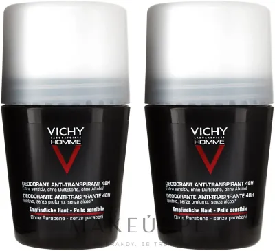 Дезодорант-антиперспирант шариковый Vichy Homme Roll-on 48 Hours Anti-perspirant Deodorant, для мужчин, до 48 часов