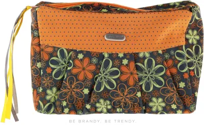 Косметичка Top Choice Ribbons 93937 оранжево-серая в цветочек, 1 шт