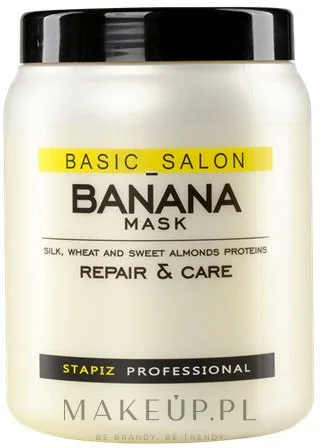 Маска для волос Stapiz Basic Salon Банан регенерирующая, для повреждённых, с протеинами пшеницы, миндаля и шёлка, 1000 мл