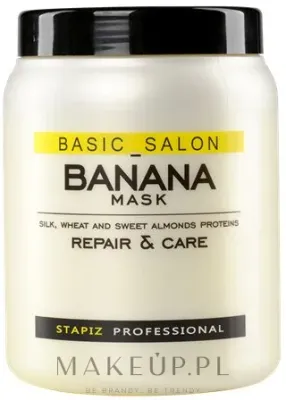 Маска для волос Stapiz Basic Salon Банан регенерирующая, для повреждённых, с протеинами пшеницы, миндаля и шёлка, 1000 мл