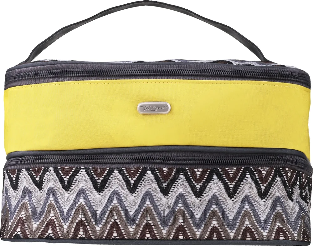 Косметичка Top Choice ZigZags 94019 на две молнии, желто-коричневая