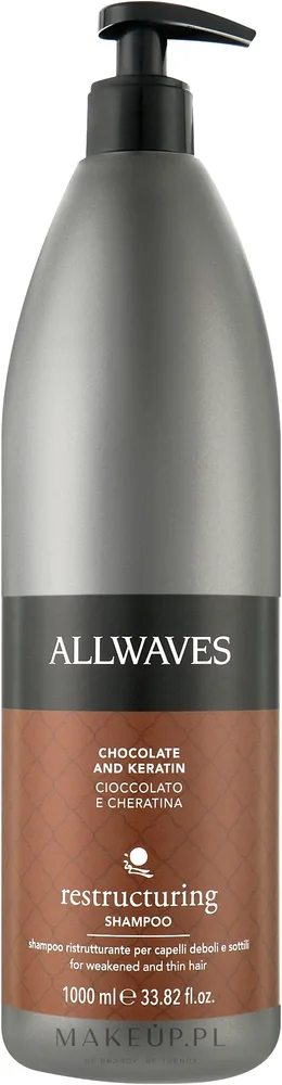 Увлажняющий шампунь с какао и кератином для тонких ослабленных волос Allwaves, 1000 мл
