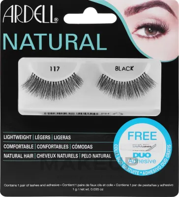 Накладные ресницы Ardell Natural Demi Black 117 на ленте, черные, 2 шт