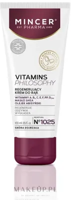Крем для рук Mincer Pharma Vitamin Philosophy регенерирующий, для зрелой кожи, 100 мл