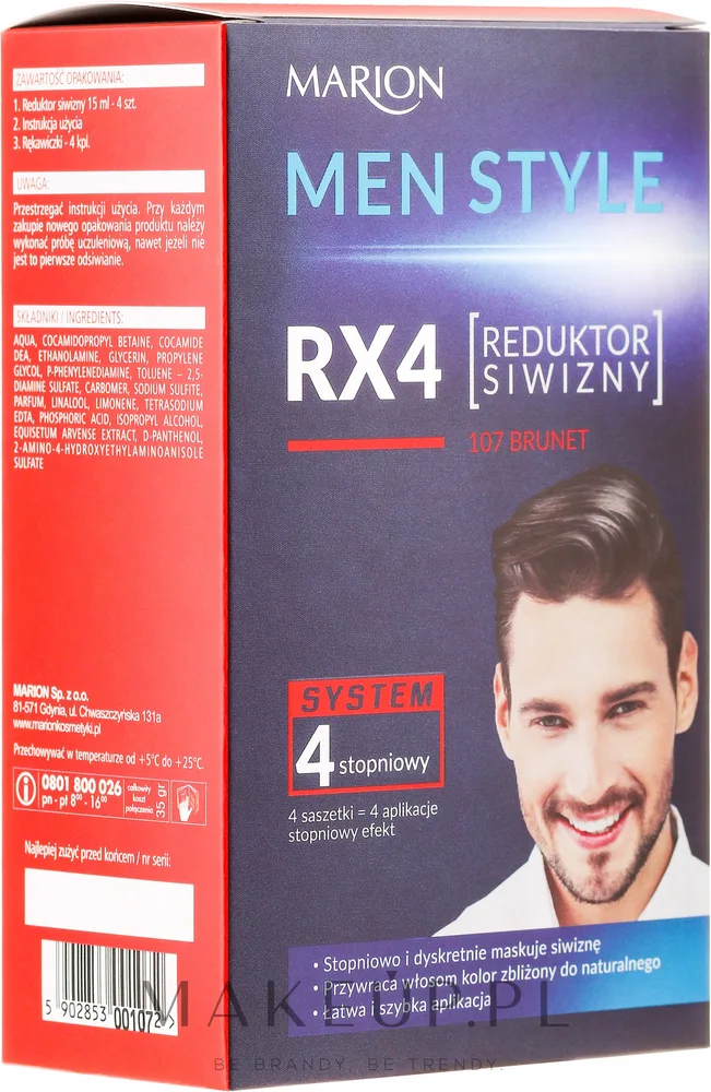 Редуктор седины для мужчин Marion Men Style, постепенного действия, оттенок 107 - Brunet